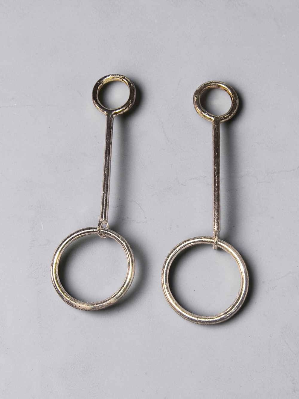Lightweight Minimalist Sterling Silver Double-Ring Drop Earrings - Women Jewelry